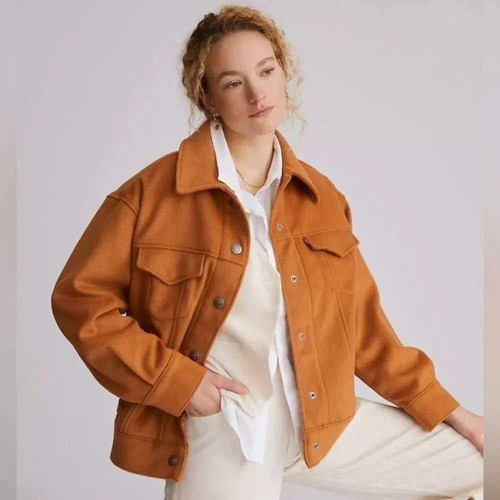 NWT Levi's Varsity Cozy Wool Trucker Jacket in Glazed Ginger Size Medium - Picture 1 of 8